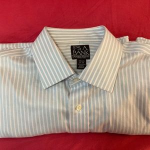 Jos. A. Bank Men's Blue & Pink Striped Dress Shirt Signature Collection 17 - 34